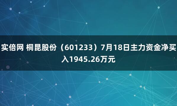 实倍网 桐昆股份（601233）7月18日主力资金净买入1945.26万元